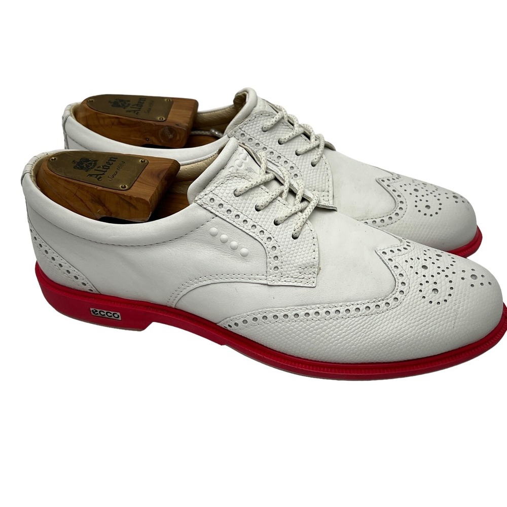 ECCO Classic Hybrid Hydromax Golf Shoes Womens Sz 6 White Leather Wingtips Pink